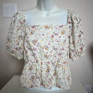 Eyelet Floral Ruffle Crop Top